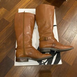Nine West Wide Calf Tall Leather Boots in Camel size 7